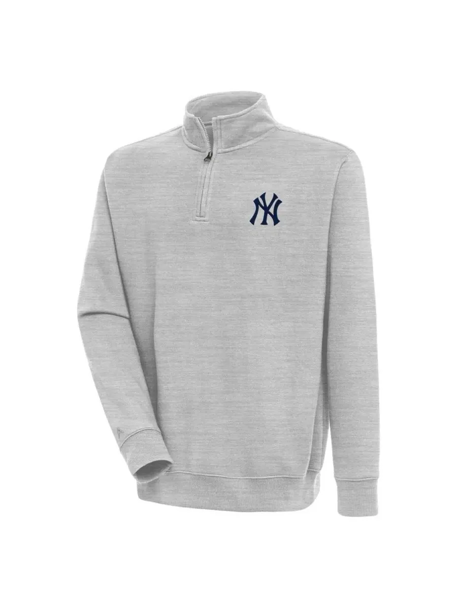 Мужской пуловер с четверть-застежкой Victory New York Yankees Antigua — изображение 1 из 1, серый