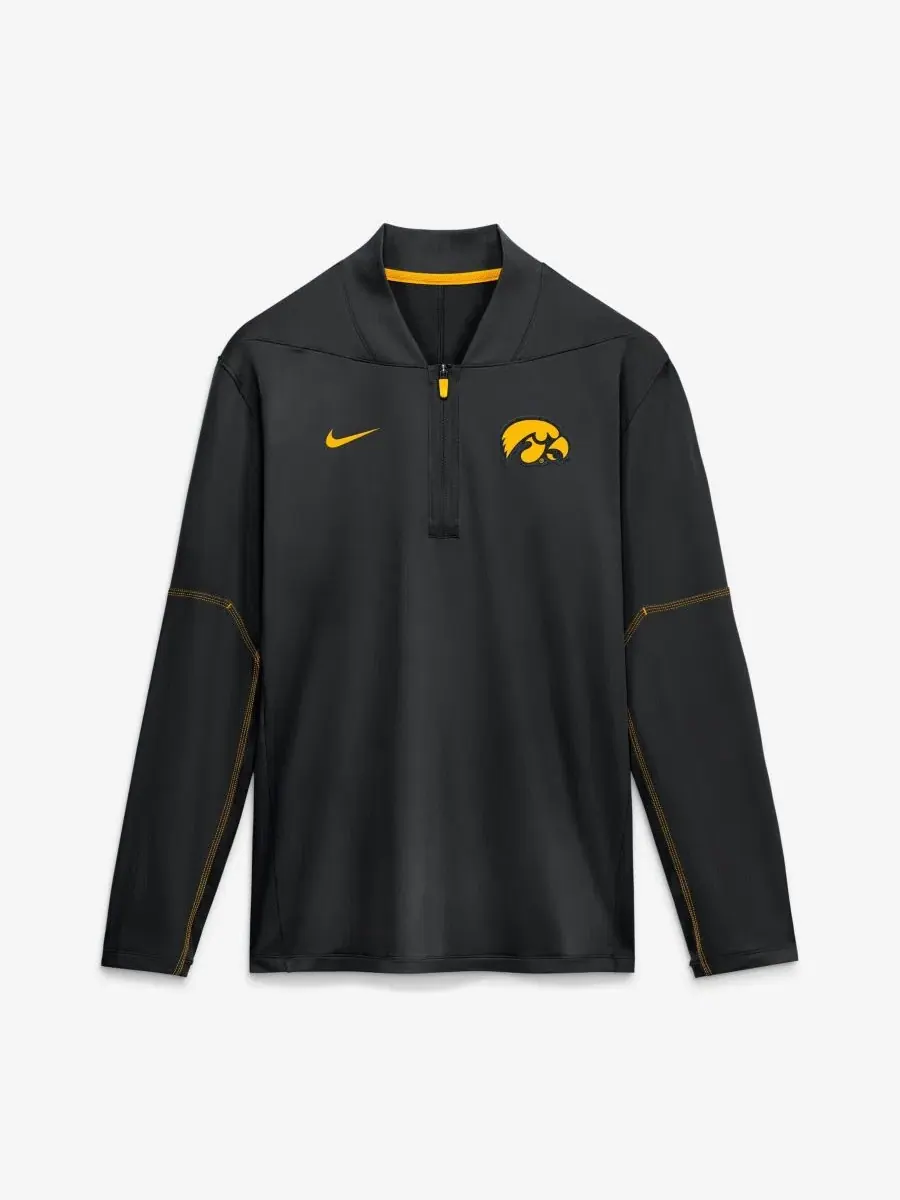 Пуловер с половиной молнии Nike Iowa Hawkeyes 2026 Sideline Midweight Dri-FIT — изображение 1 из 2, черный золотистый