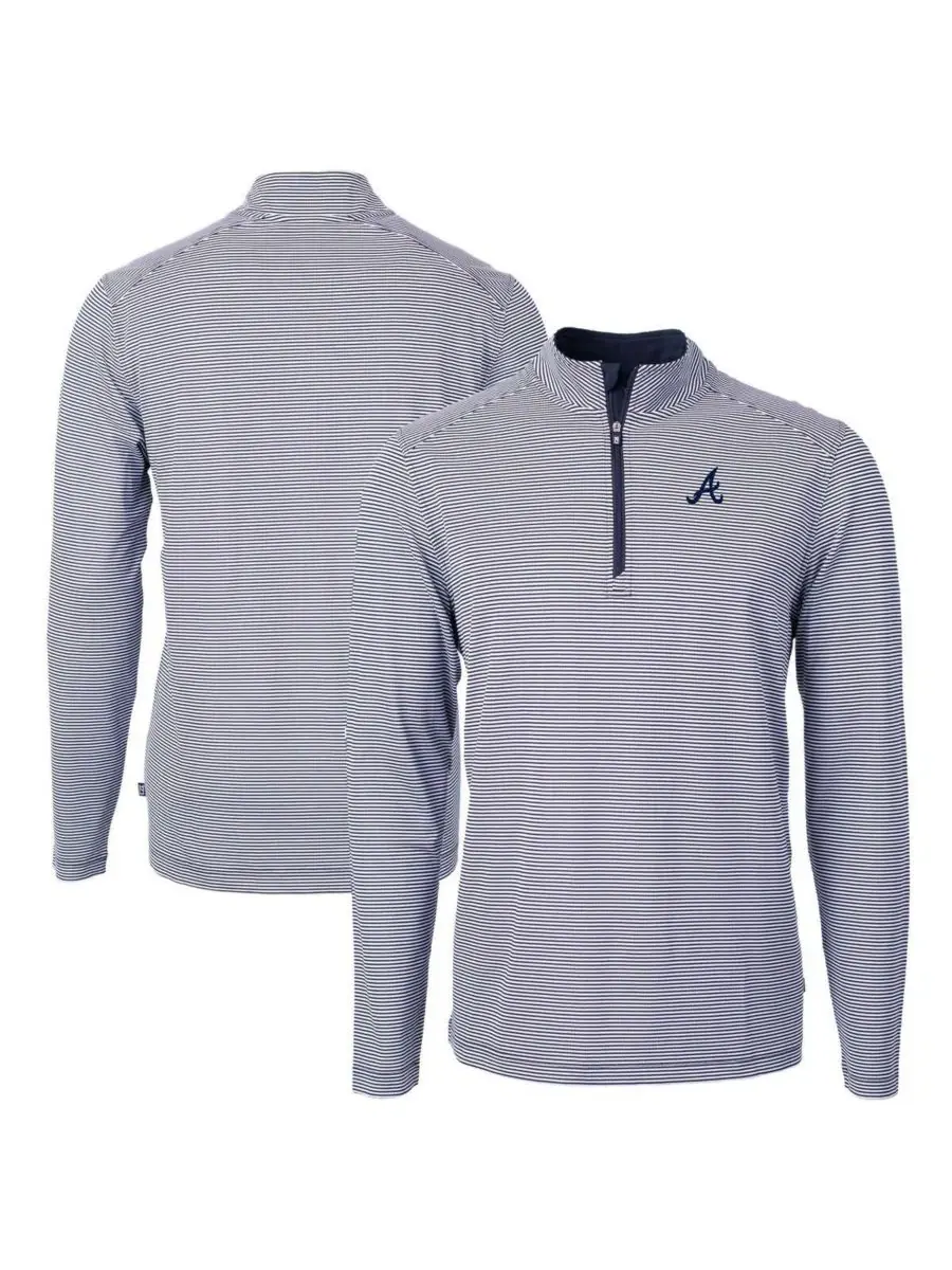 Водолазка с четвертью замком Cutter & Buck Atlanta Braves Virtue Eco Pique Micro Stripe — изображение 1 из 3