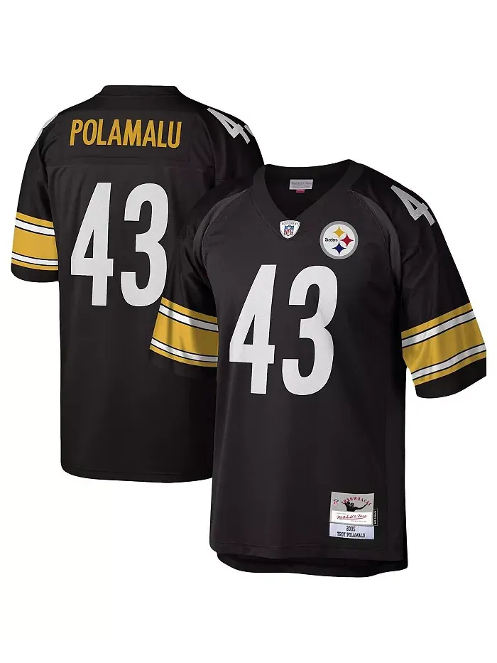 Мужская реплика черной джерси Pittsburgh Steelers Legacy Троя Поламалу Mitchell & Ness — изображение 1 из 3