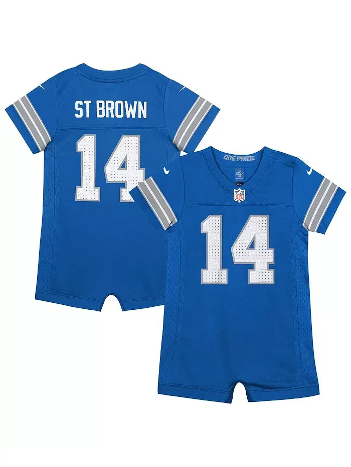 Детский комбинезон Amon-Ra St. Brown синий Detroit Lions Game Romper Jersey Nike