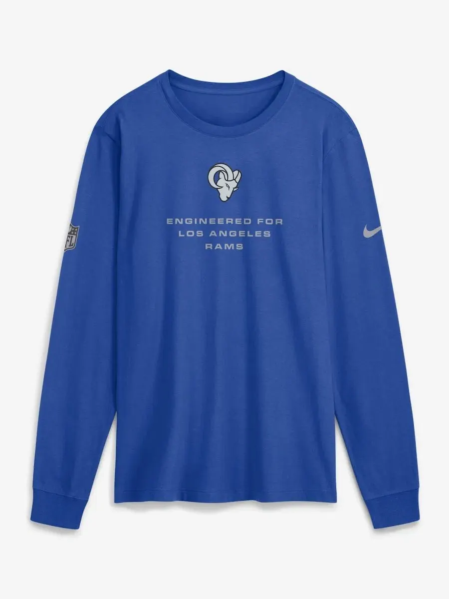Футболка с длинным рукавом Dri-FIT Los Angeles Rams Sideline Bold Arch Star Nike — изображение 1 из 2, королевский