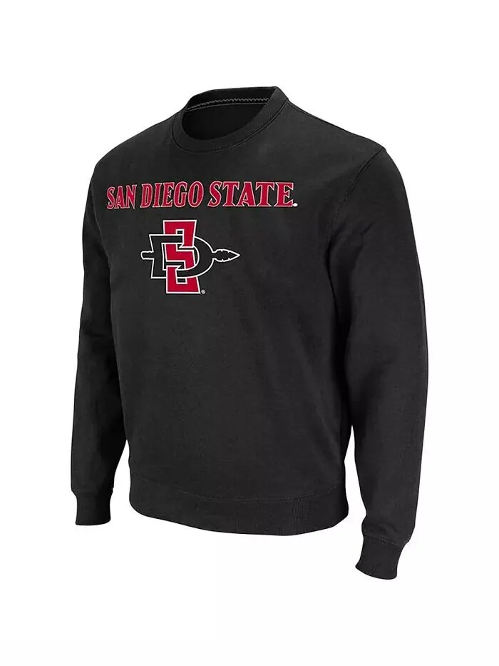 Мужская черная толстовка-пуловер из твила с логотипом San Diego State Aztecs Arch Tackle Colosseum — изображение 2 из 3