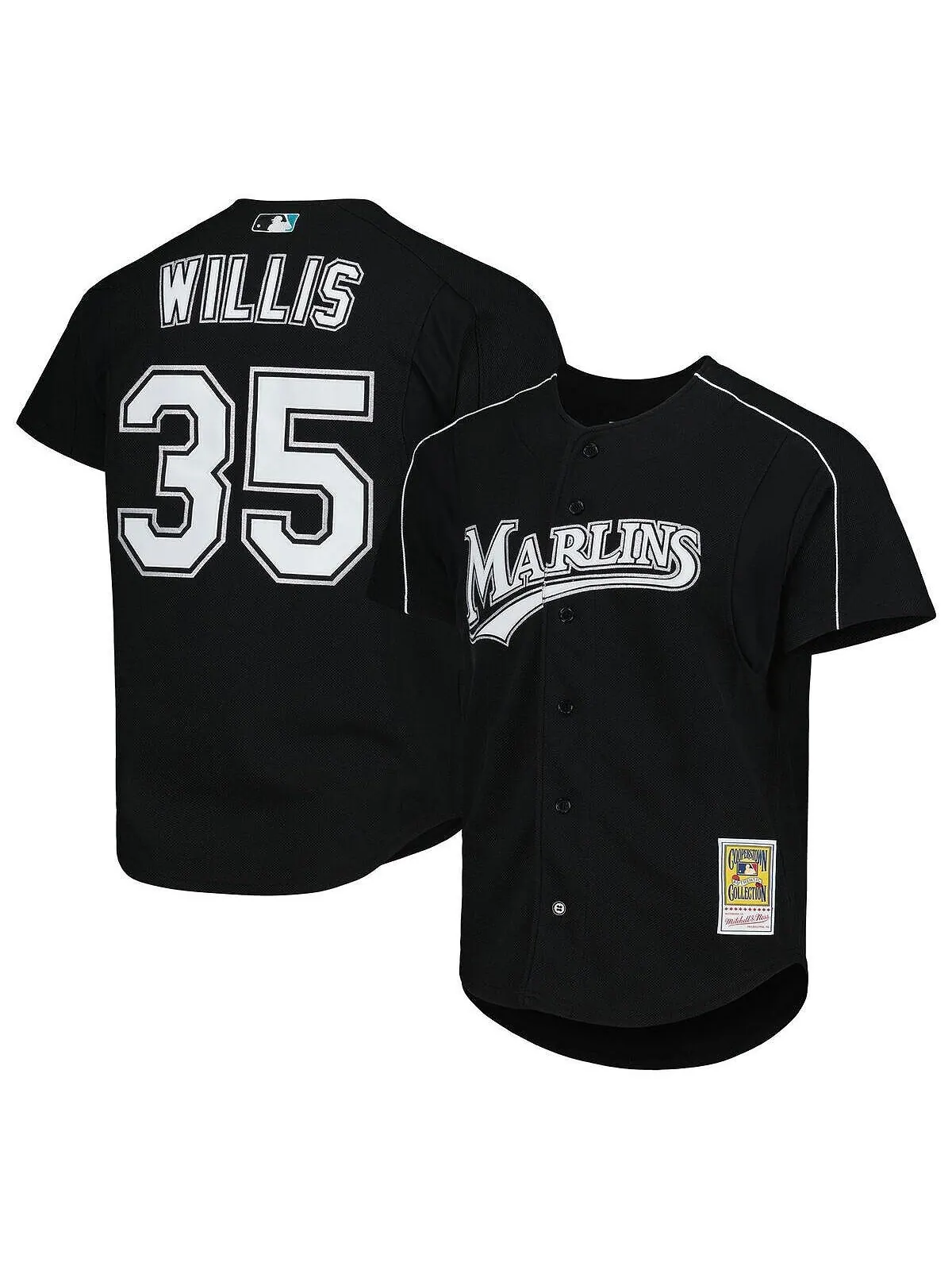 Мужское джерси на пуговицах Dontrelle Willis Black Florida Marlins Cooperstown Collection, сетчатое — изображение 1 из 2