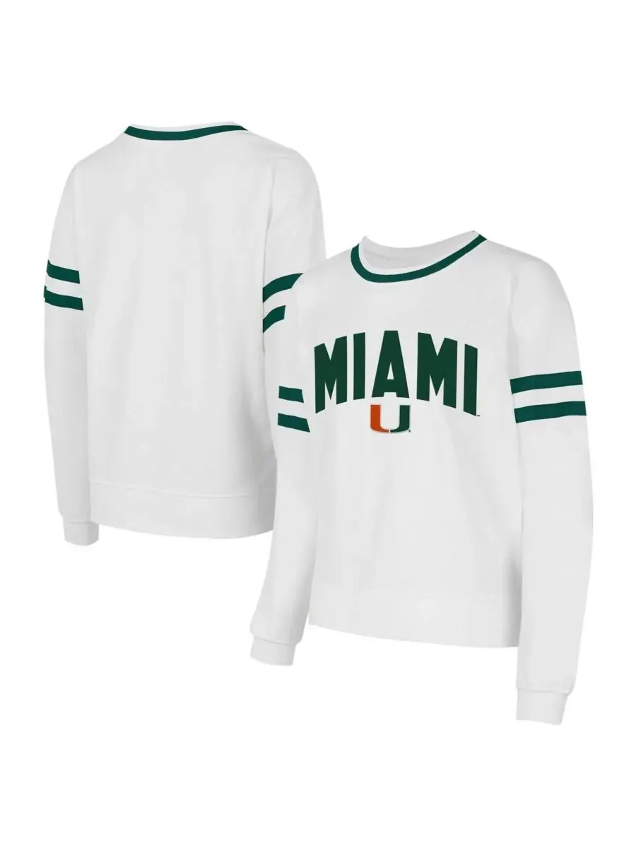 Concepts Sport Женская белая блузка Concept Sport Miami Hurricanes Borough French Terry Arch Over с