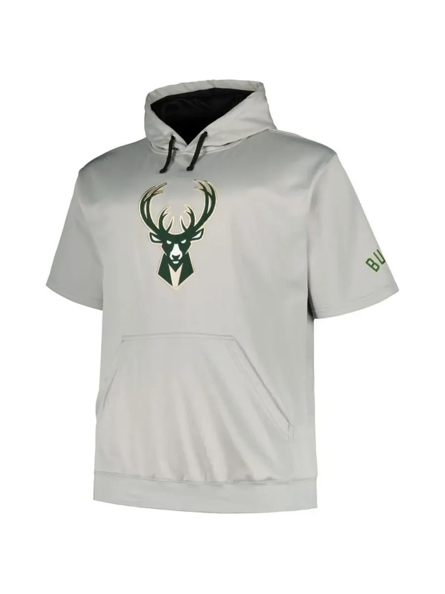 Fanatics Мужская серебристая толстовка с капюшоном и логотипом Milwaukee Bucks — изображение 3 из 3, серебристый