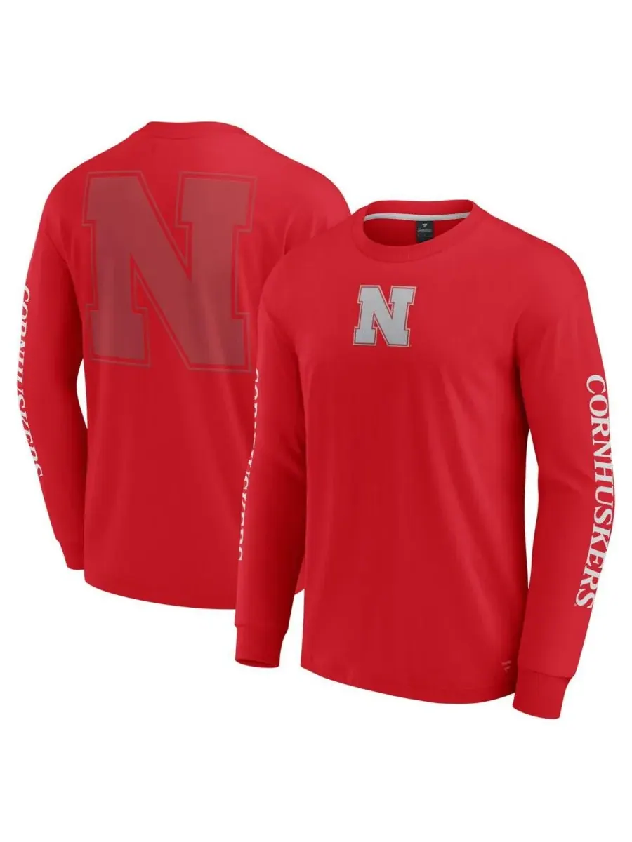 Мужская алая футболка с длинным рукавом Nebraska Huskers Strive Fanatics — изображение 1 из 3, алый