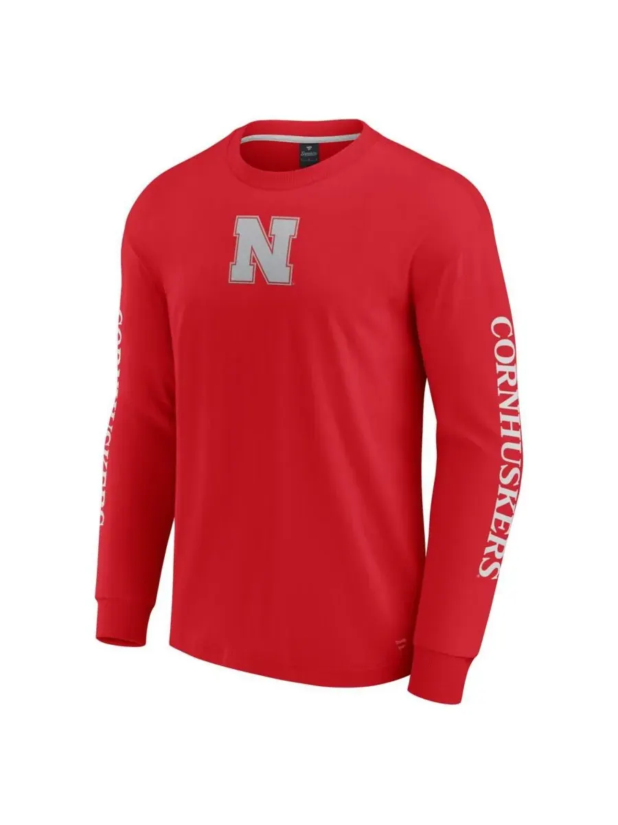 Мужская алая футболка с длинным рукавом Nebraska Huskers Strive Fanatics — изображение 2 из 3, алый
