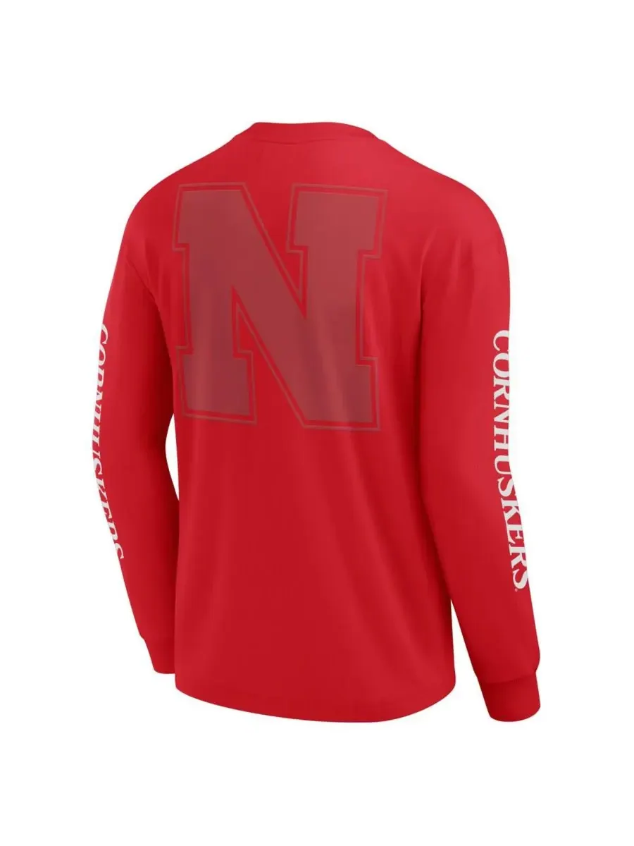 Мужская алая футболка с длинным рукавом Nebraska Huskers Strive Fanatics — изображение 3 из 3, алый