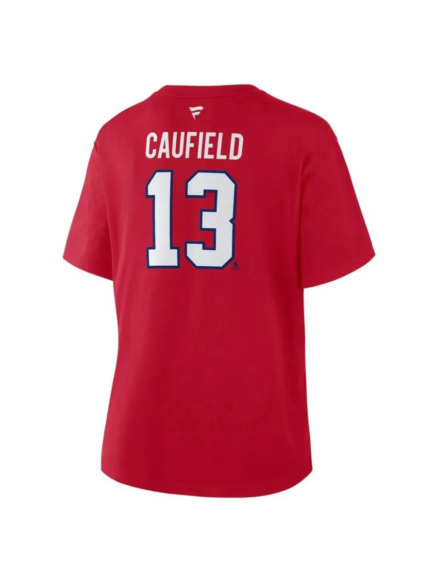 Fanatics Женская красная футболка Cole Caufield Montreal Canadiens Authentic Stack с именем и — изображение 3 из 3, красный