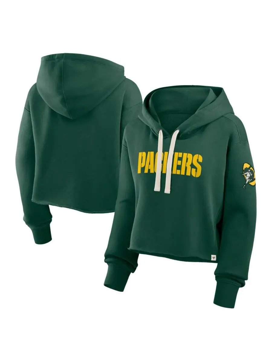 Fanatics Женская зеленая укороченная толстовка Green Bay Packers Oversized Hometown Heritage — изображение 1 из 3, зеленый