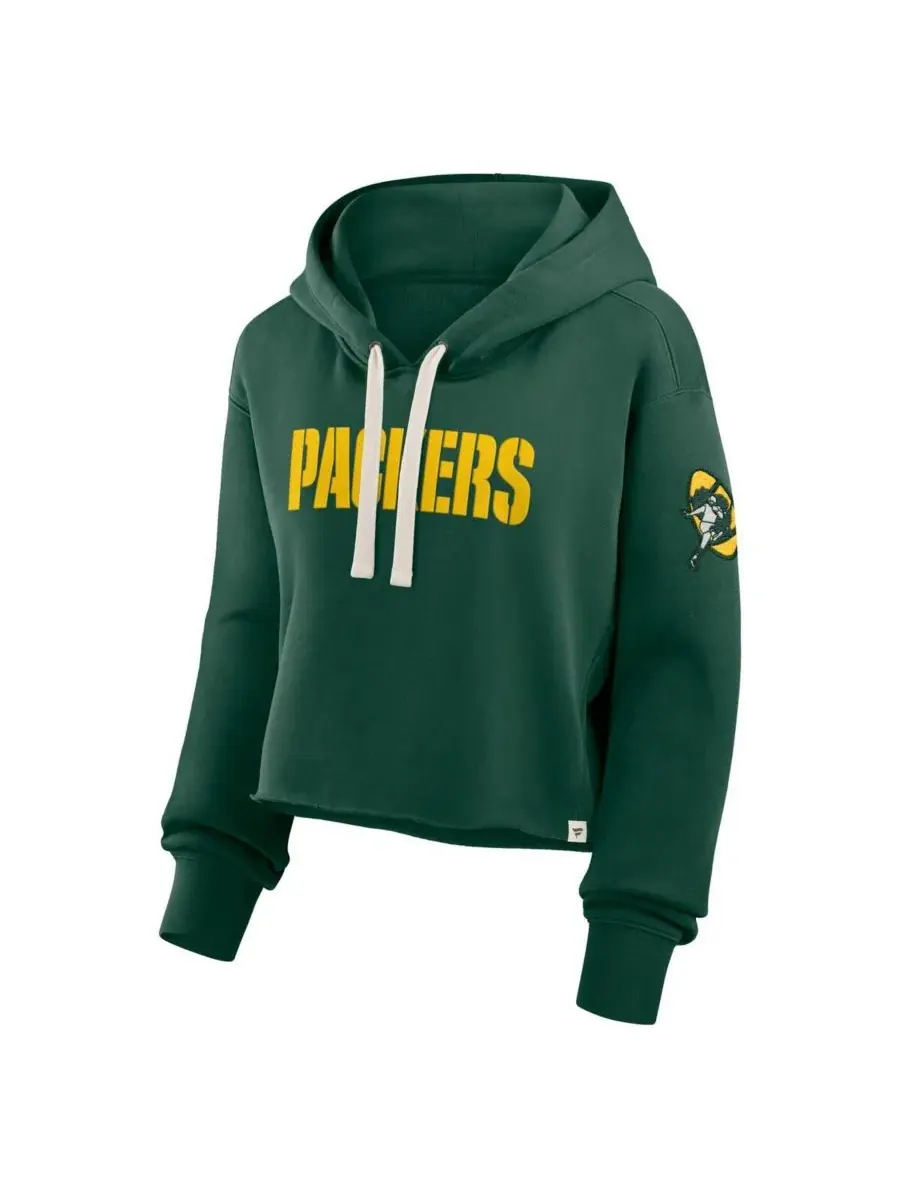 Fanatics Женская зеленая укороченная толстовка Green Bay Packers Oversized Hometown Heritage — изображение 2 из 3, зеленый