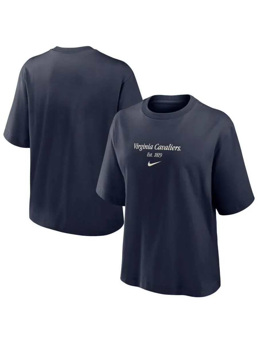 Nike Женская футболка свободного кроя с символикой команды Virginia Cavaliers — изображение 1 из 3, темно-синий