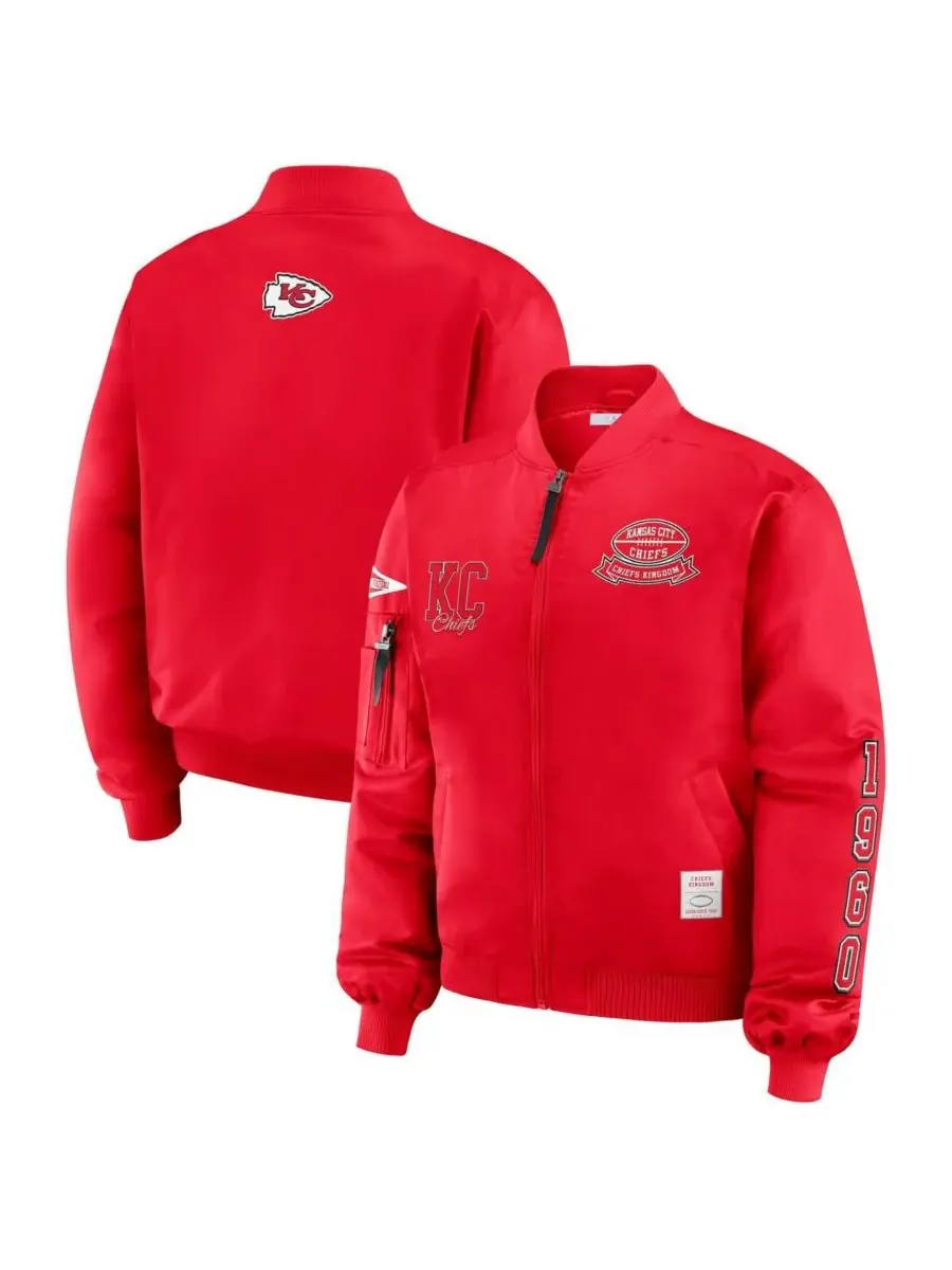 WEAR by Erin Andrews Женская красная куртка-бомбер на молнии с нашивкой Kansas City Chiefs — изображение 1 из 3, красный