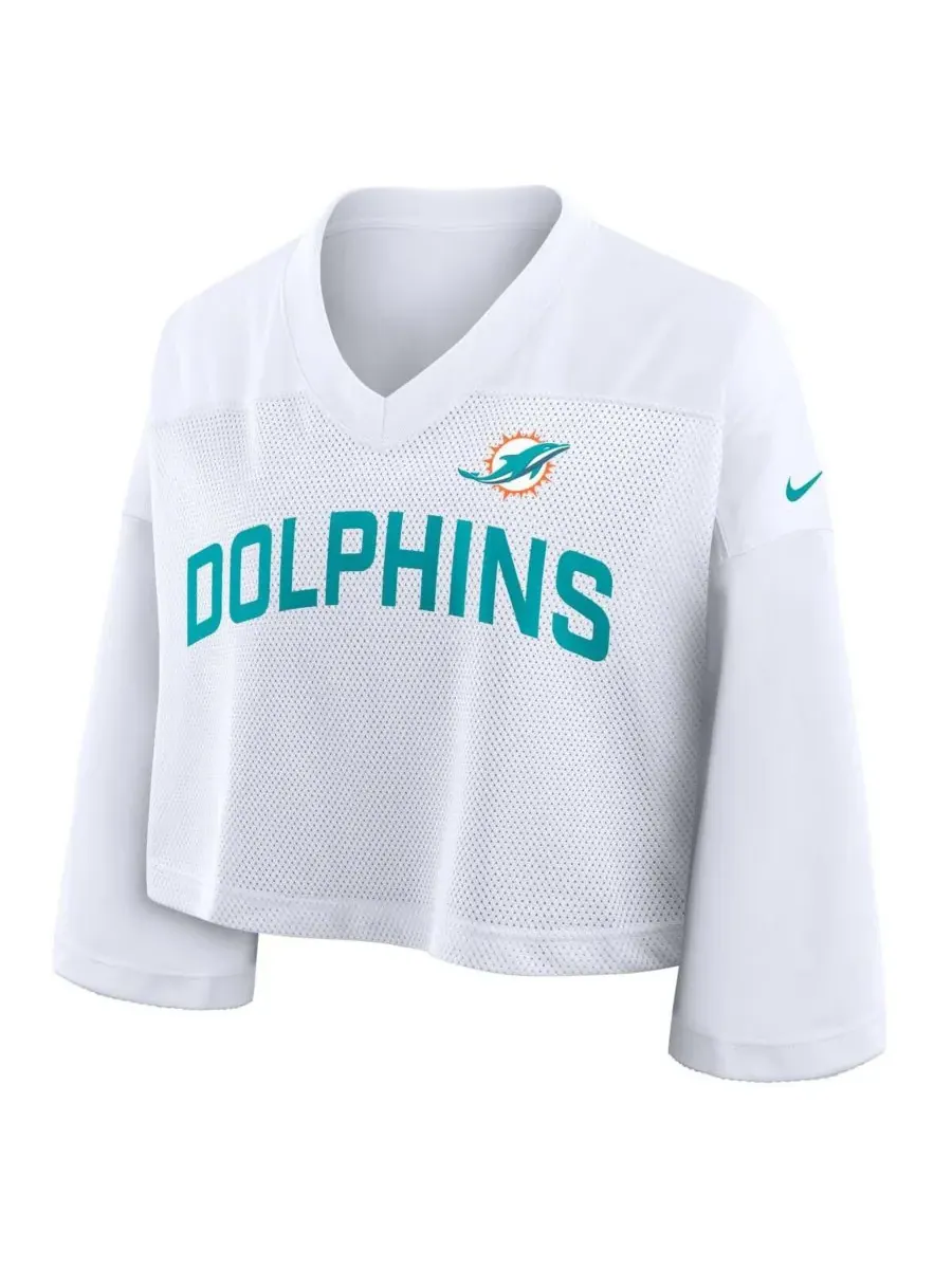 Nike Женская белая укороченная сетчатая футболка Miami Dolphins Primetime Fashion Jersey — изображение 2 из 3, белый