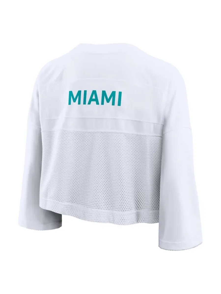 Nike Женская белая укороченная сетчатая футболка Miami Dolphins Primetime Fashion Jersey — изображение 3 из 3, белый