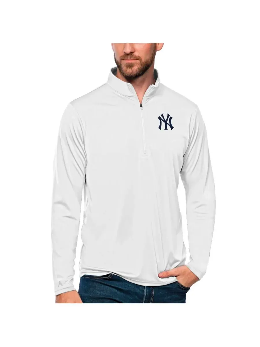Antigua Мужская белая толстовка на молнии с символикой New York Yankees — изображение 1 из 1, белый