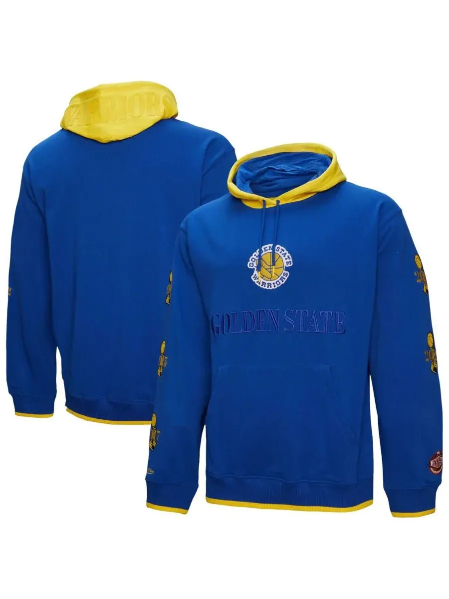 Mitchell & Ness Мужская толстовка с капюшоном Royal Golden State Warriors Hardwood Classics Team OG — изображение 1 из 5