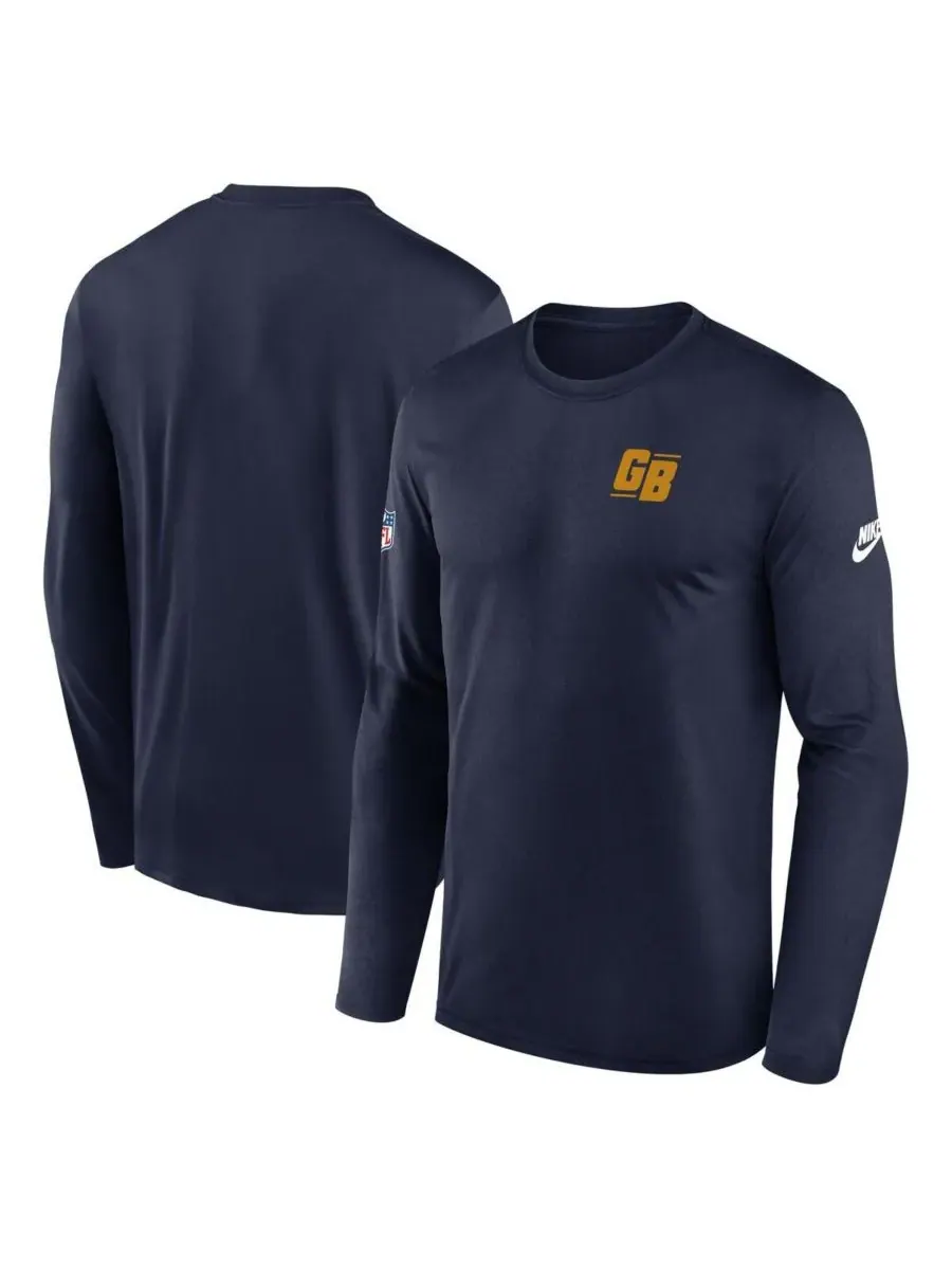 Nike Мужская темно-синяя футболка с длинными рукавами Green Bay Packers The 1923 Classic Sideline — изображение 1 из 3