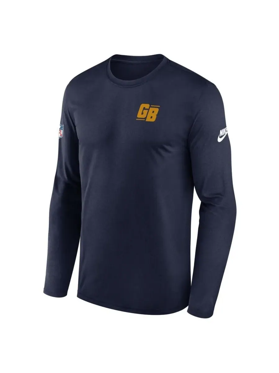 Nike Мужская темно-синяя футболка с длинными рукавами Green Bay Packers The 1923 Classic Sideline — изображение 3 из 3