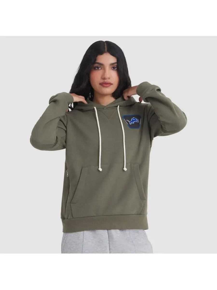 Nike Женская толстовка Dri-FIT оливкового цвета с символикой команды Detroit Lions 2025 Salute to — изображение 1 из 3