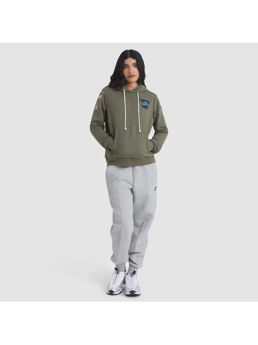 Nike Женская толстовка Dri-FIT оливкового цвета с символикой команды Detroit Lions 2025 Salute to — изображение 3 из 3