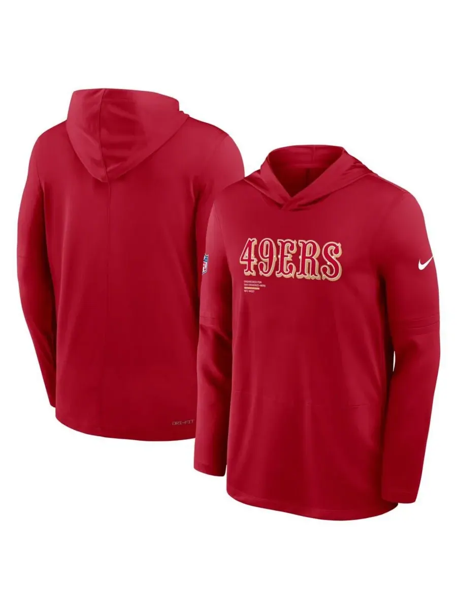 Мужская алая толстовка с длинными рукавами San Francisco 49ers Big Tall Sideline Performance Nike — изображение 4 из 5, алый