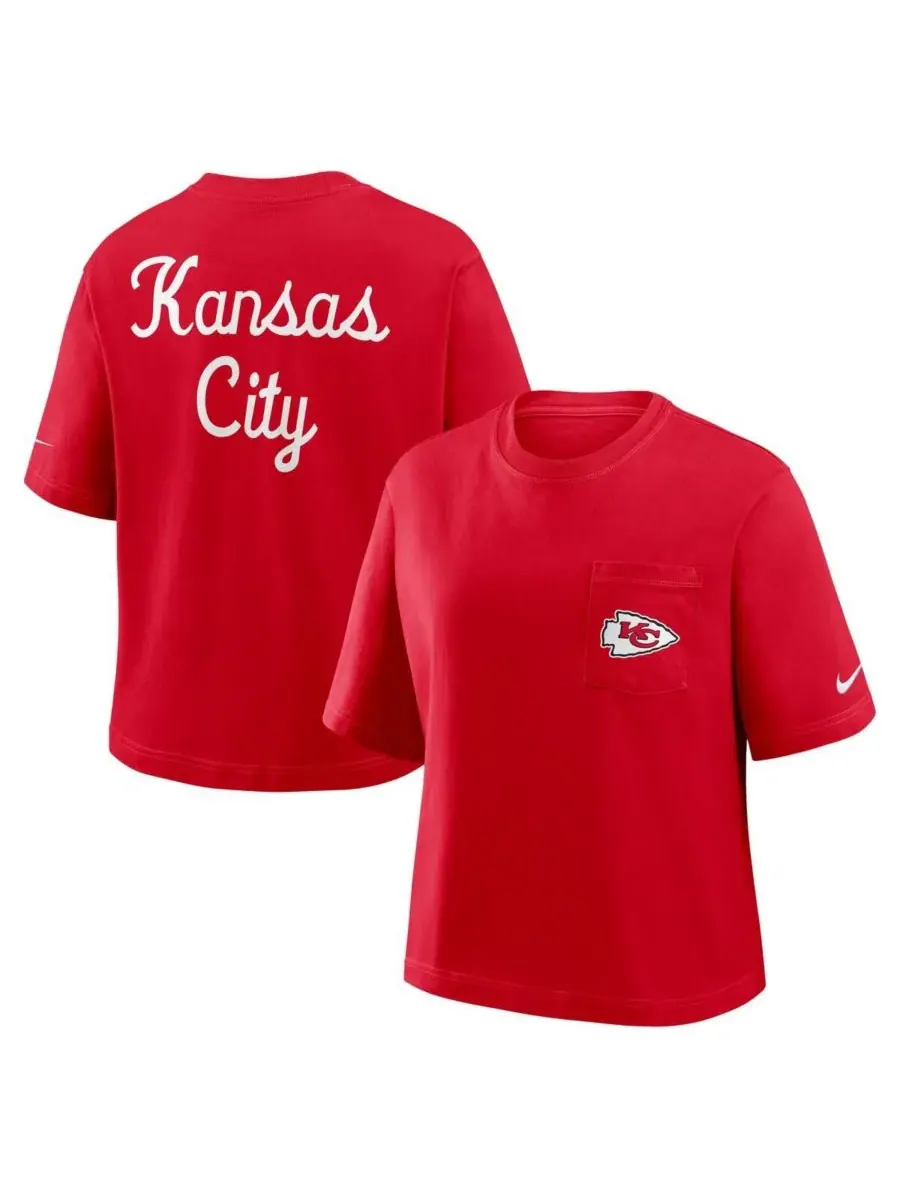 Nike Женская красная футболка Kansas City Chiefs Rewind Pocket Boxy — изображение 1 из 2, красный