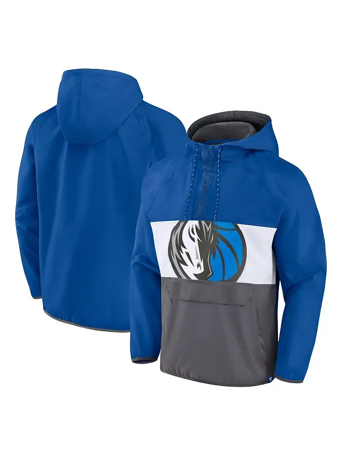 Мужская сине-серая толстовка Dallas Mavericks Anorak Flagrant Foul с цветными блоками, реглан — изображение 1 из 3