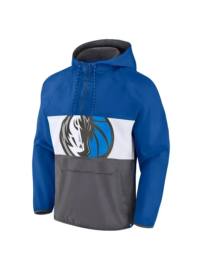 Мужская сине-серая толстовка Dallas Mavericks Anorak Flagrant Foul с цветными блоками, реглан — изображение 2 из 3