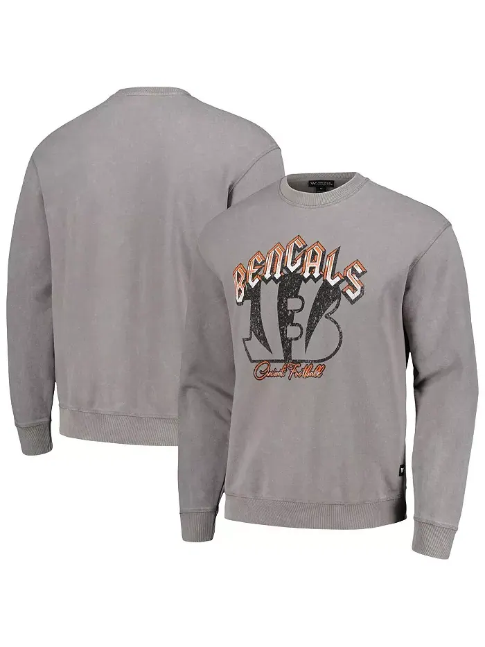 Мужская и женская серая потертая толстовка Cincinnati Bengals The Wild Collective — изображение 1 из 3