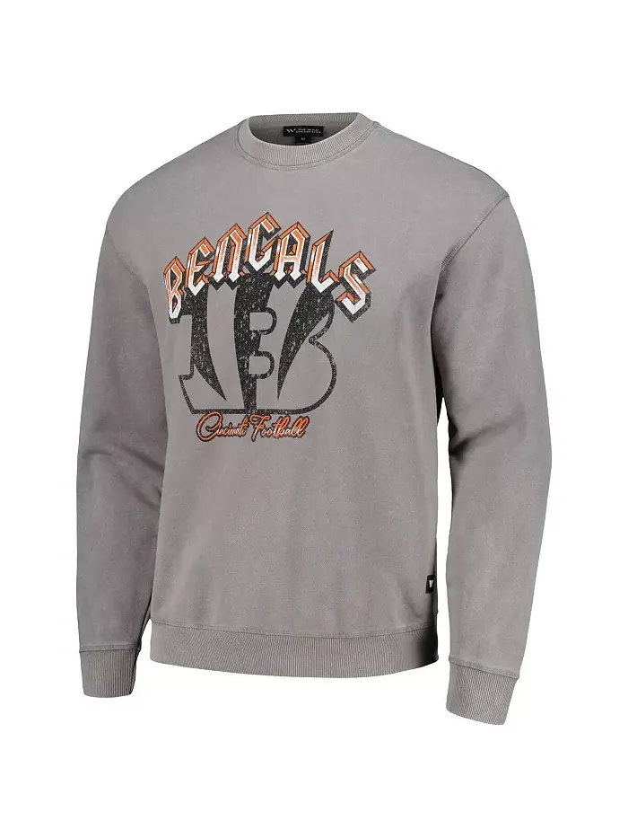 Мужская и женская серая потертая толстовка Cincinnati Bengals The Wild Collective — изображение 2 из 3