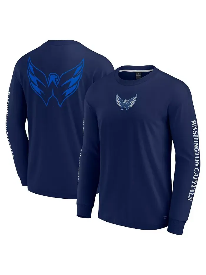 Мужская синяя футболка с длинным рукавом Washington Capitals Elements Strive Fanatics — изображение 1 из 3