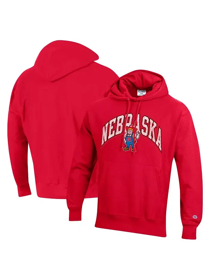 Мужская красная толстовка с капюшоном Nebraska Huskers Vault Late Night Reverse Weave Pullover