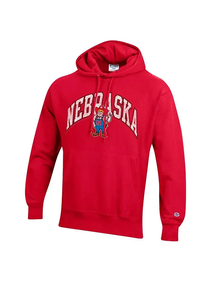 Мужская красная толстовка с капюшоном Nebraska Huskers Vault Late Night Reverse Weave Pullover — изображение 2 из 3