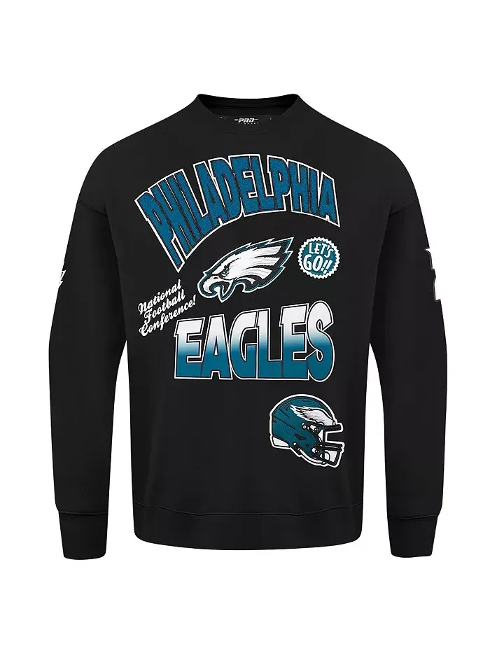 Мужской черный свитшот Philadelphia Eagles Turn It Up с удлиненными плечами Pro Standard — изображение 2 из 5