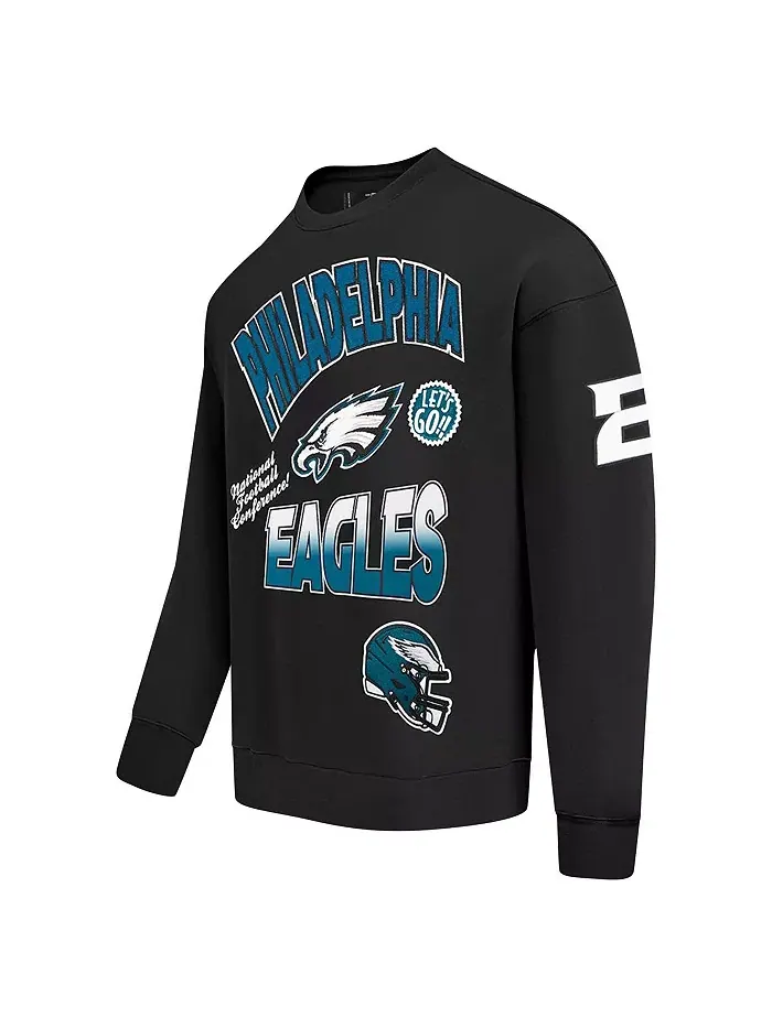 Мужской черный свитшот Philadelphia Eagles Turn It Up с удлиненными плечами Pro Standard — изображение 5 из 5