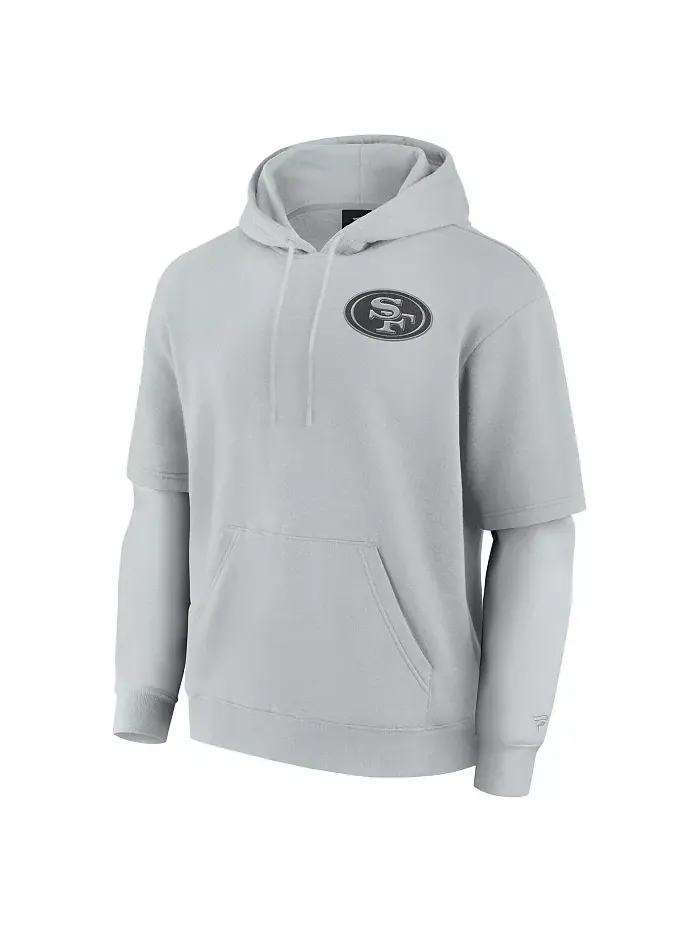 Мужская и женская серая толстовка с капюшоном San Francisco 49ers Sleek Elements Fanatics — изображение 2 из 3