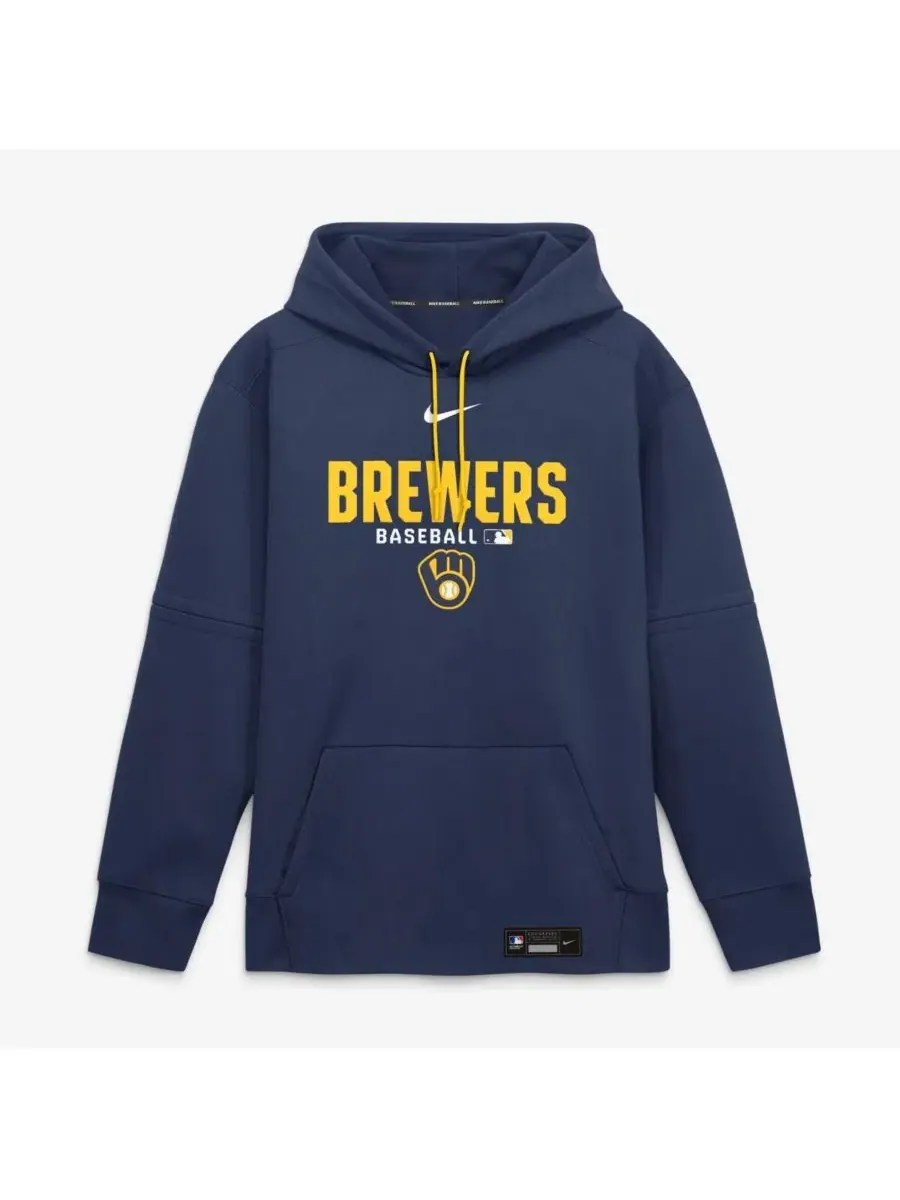 Мужская темно-синяя толстовка Milwaukee Brewers Authentic Collection Therma-FIT Nike — изображение 3 из 5, темно-синий