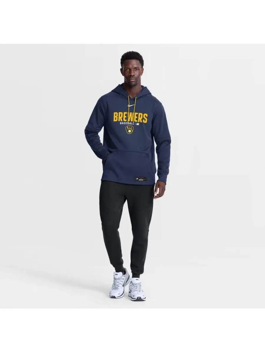 Мужская темно-синяя толстовка Milwaukee Brewers Authentic Collection Therma-FIT Nike — изображение 4 из 5, темно-синий