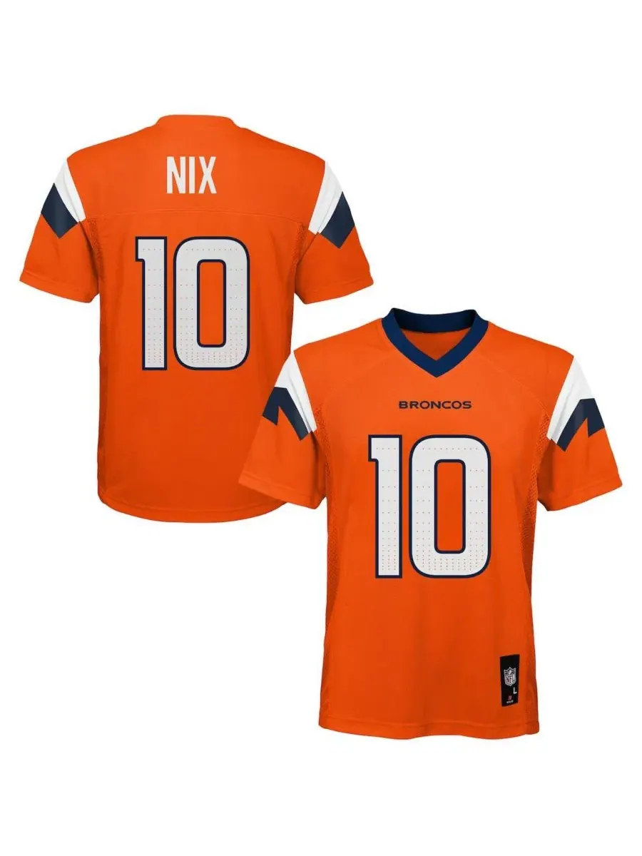 Детская футболка с коротким рукавом Bo Nix Orange Denver Broncos Replica Player Jersey Outerstuff — изображение 1 из 3