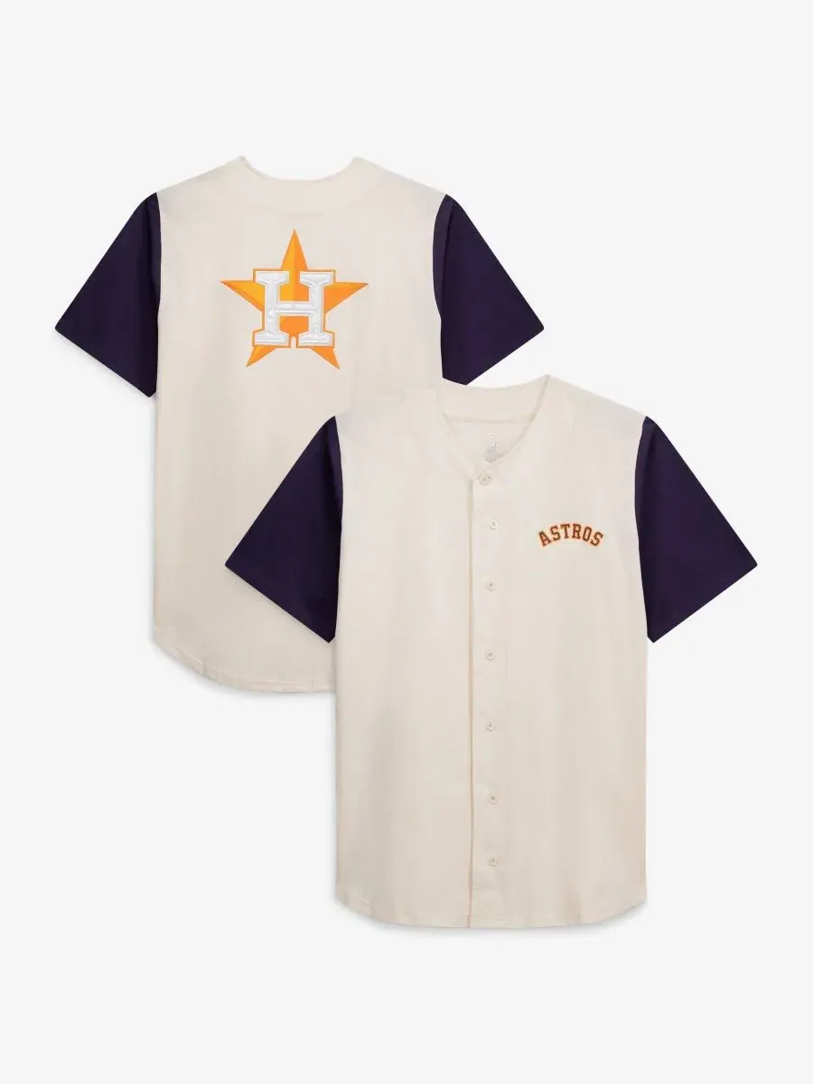 Мужская бейсбольная джерси с полной застежкой на пуговицах Fanatics Houston Astros — изображение 1 из 5, бежевый