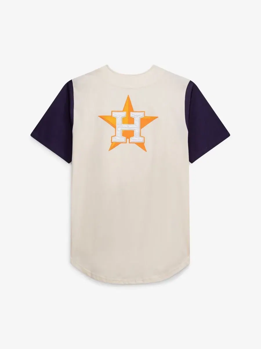 Мужская бейсбольная джерси с полной застежкой на пуговицах Fanatics Houston Astros — изображение 3 из 5, бежевый