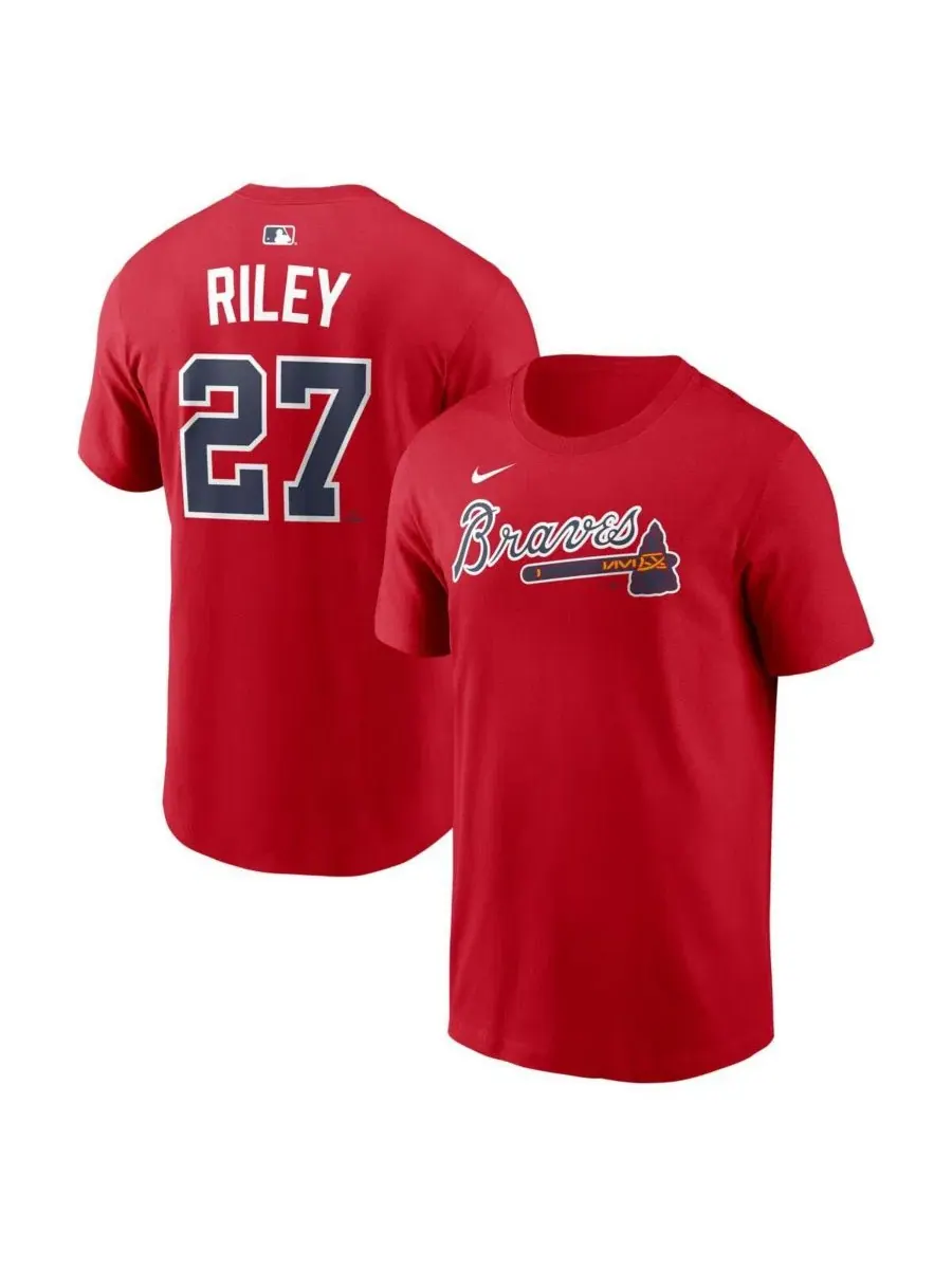 Футболка с именем и номером Austin Riley Red Atlanta Braves Home от Nike — изображение 1 из 3, красный