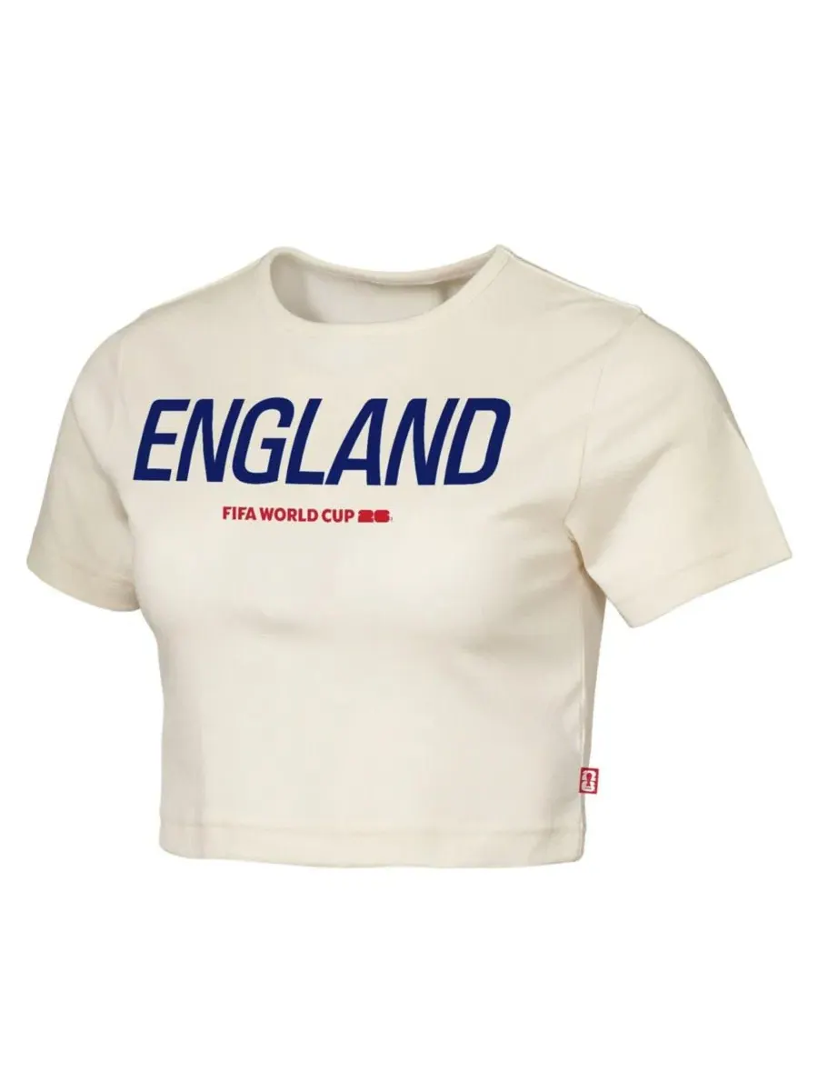 Женская футболка-кроп с принтом England Elote Squad Outerstuff — изображение 2 из 3, прозрачный
