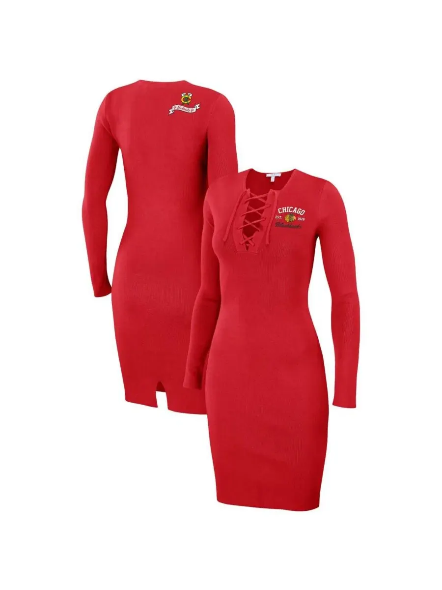 Платье с длинным рукавом с принтом Chicago Blackhawks WEAR by Erin Andrews — изображение 1 из 3, красный
