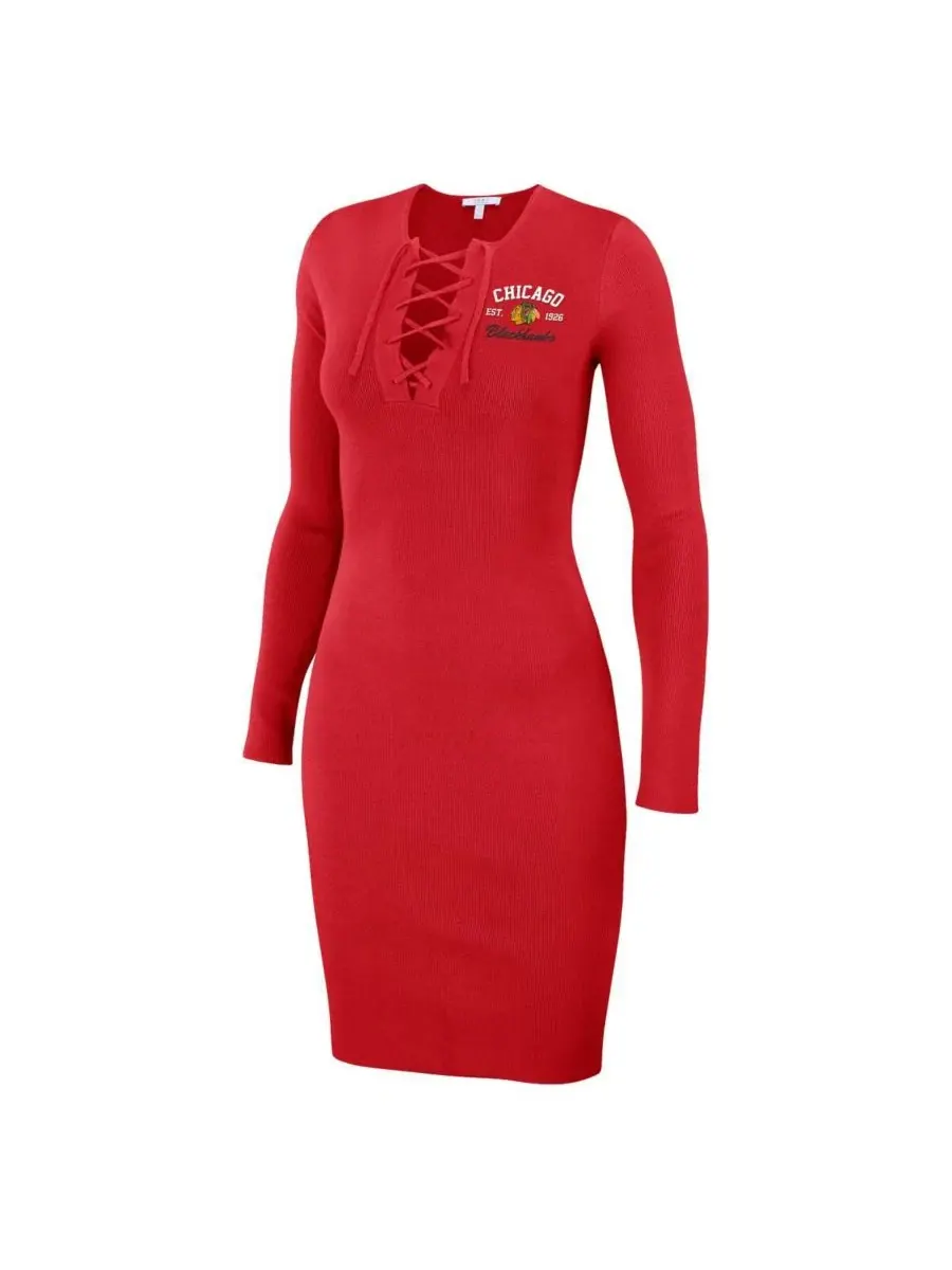 Платье с длинным рукавом с принтом Chicago Blackhawks WEAR by Erin Andrews — изображение 3 из 3, красный