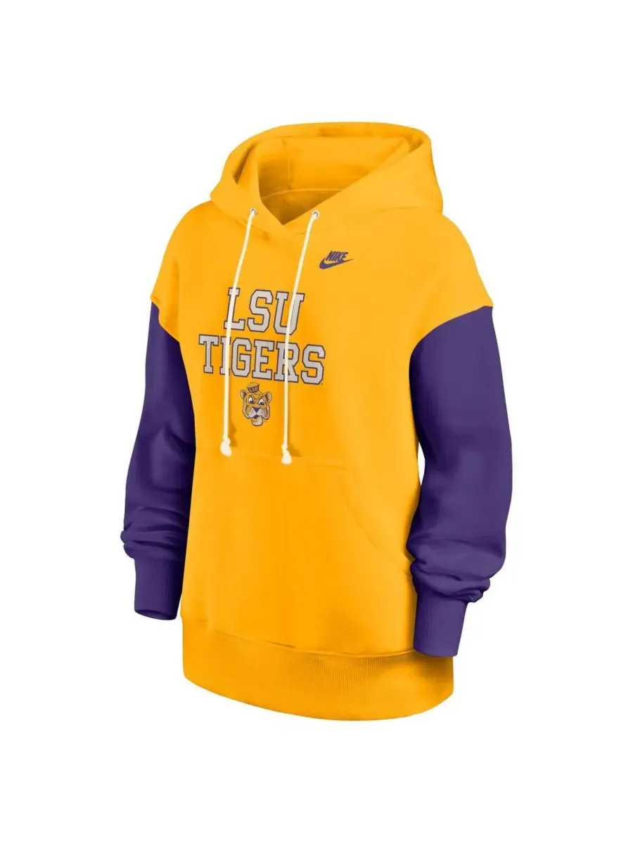 Nike Женская толстовка с капюшоном золотисто-фиолетового цвета с символикой LSU Tigers Legacy — изображение 2 из 3