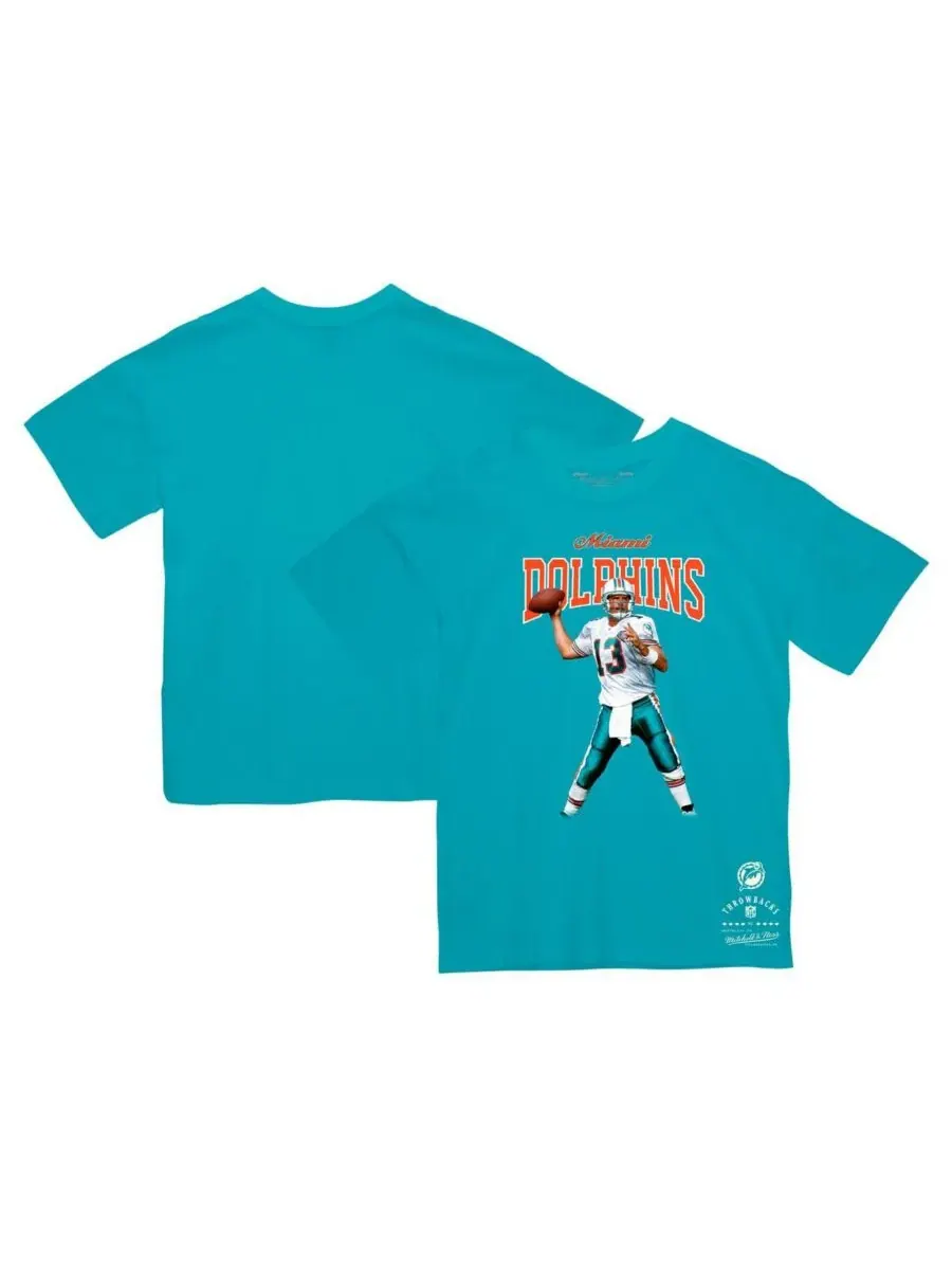 Mitchell & Ness Мужская футболка Dan Marino Aqua Miami Dolphins Sideline Retired Player — изображение 1 из 3, голубой