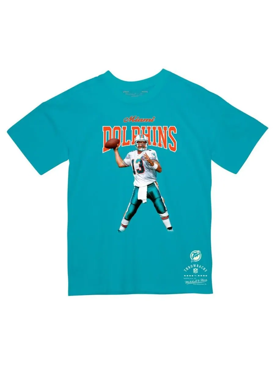 Mitchell & Ness Мужская футболка Dan Marino Aqua Miami Dolphins Sideline Retired Player — изображение 2 из 3, голубой
